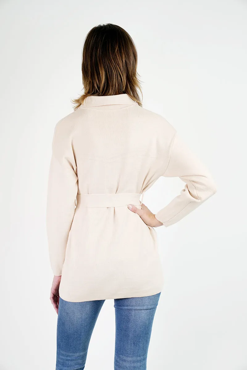 Cream Military Cardigan