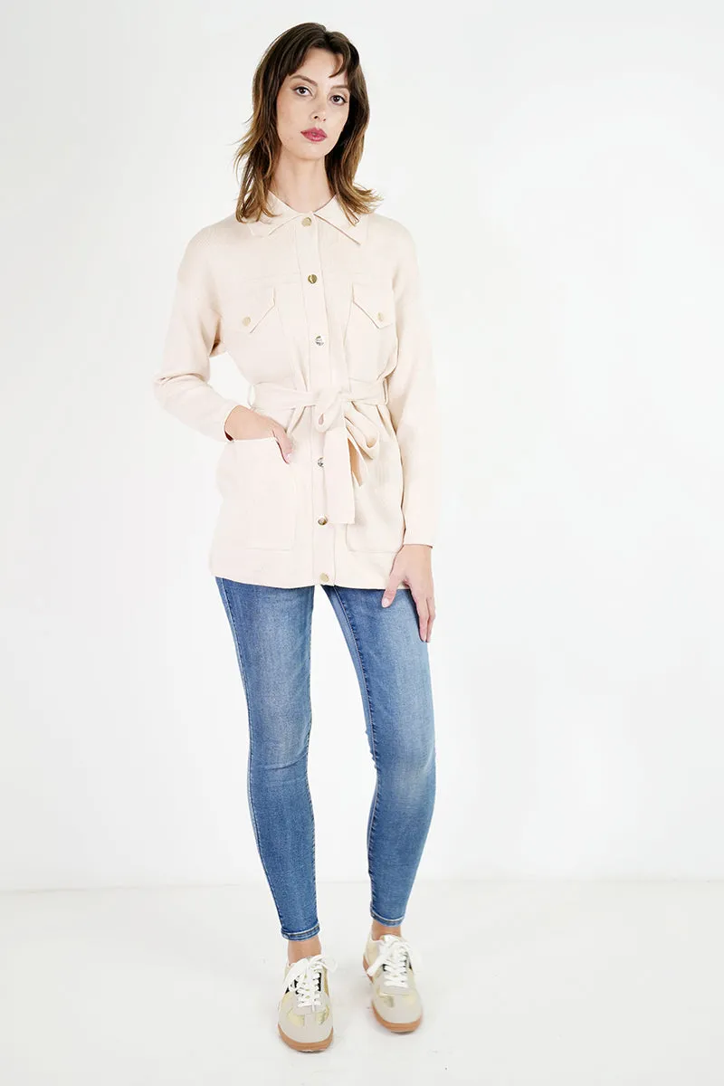 Cream Military Cardigan