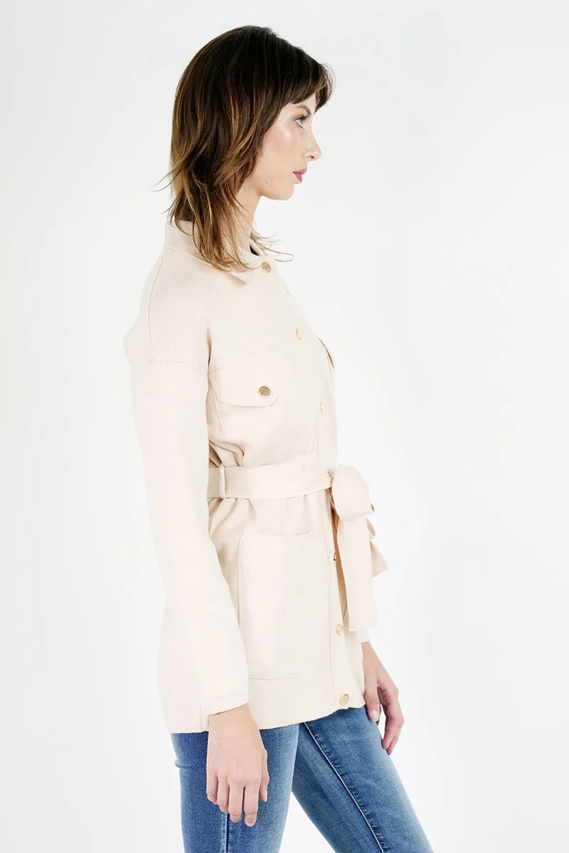 Cream Military Cardigan