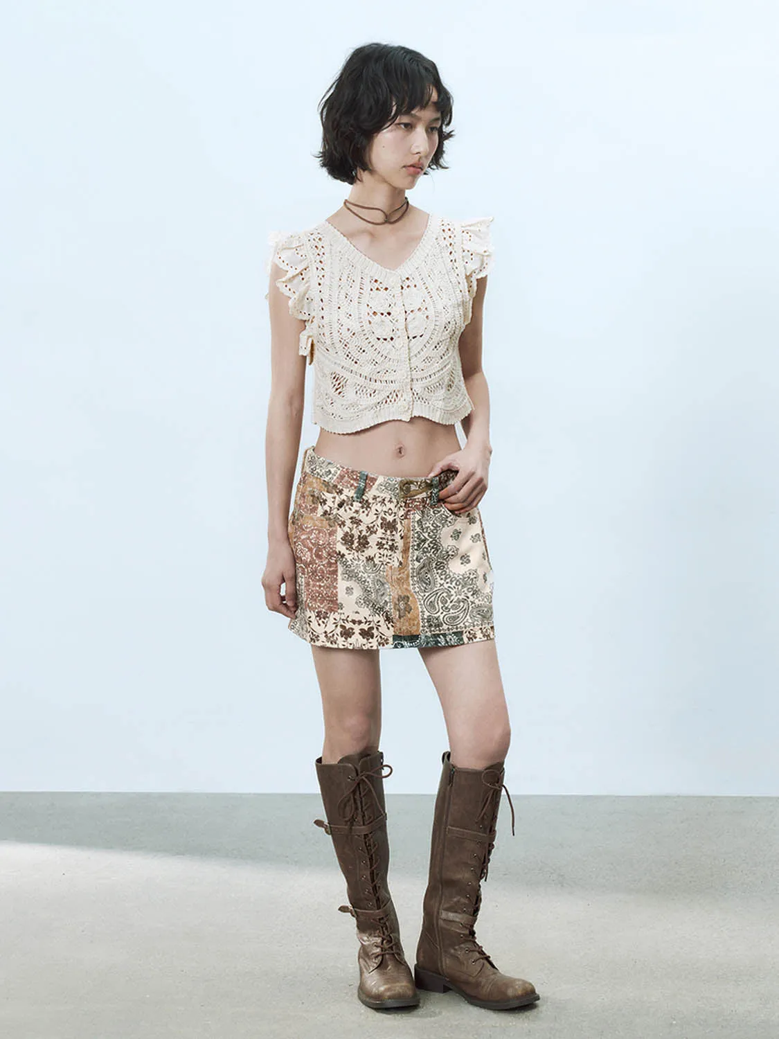 Crochet Knitted Sleeveless Cardigans