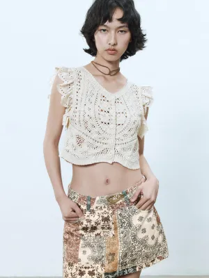 Crochet Knitted Sleeveless Cardigans