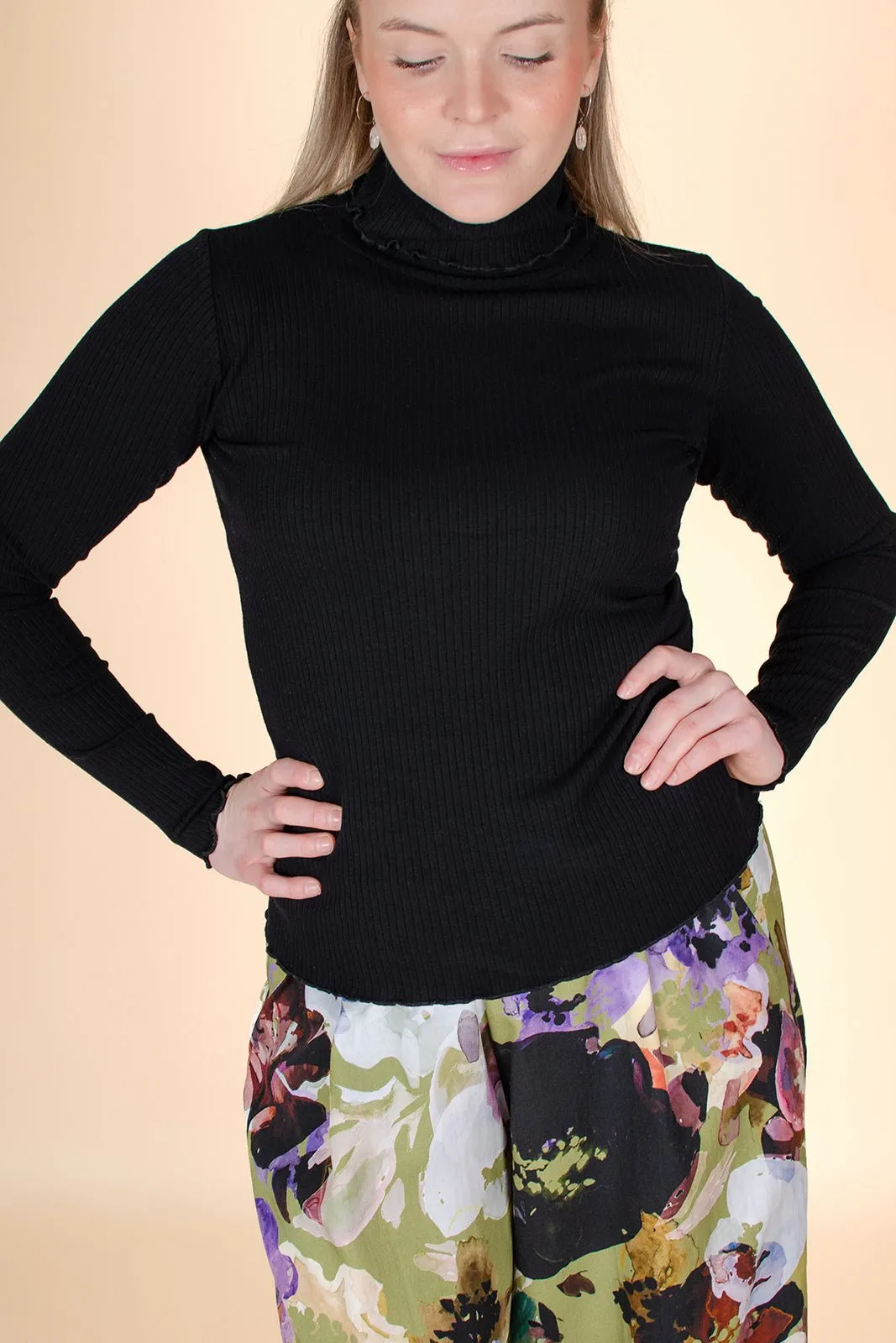 Culottes & Rib Rollneck Pack, Black