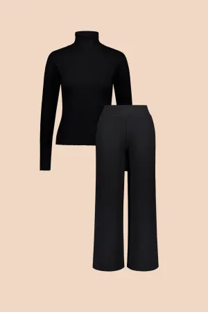 Culottes & Rib Rollneck Pack, Black