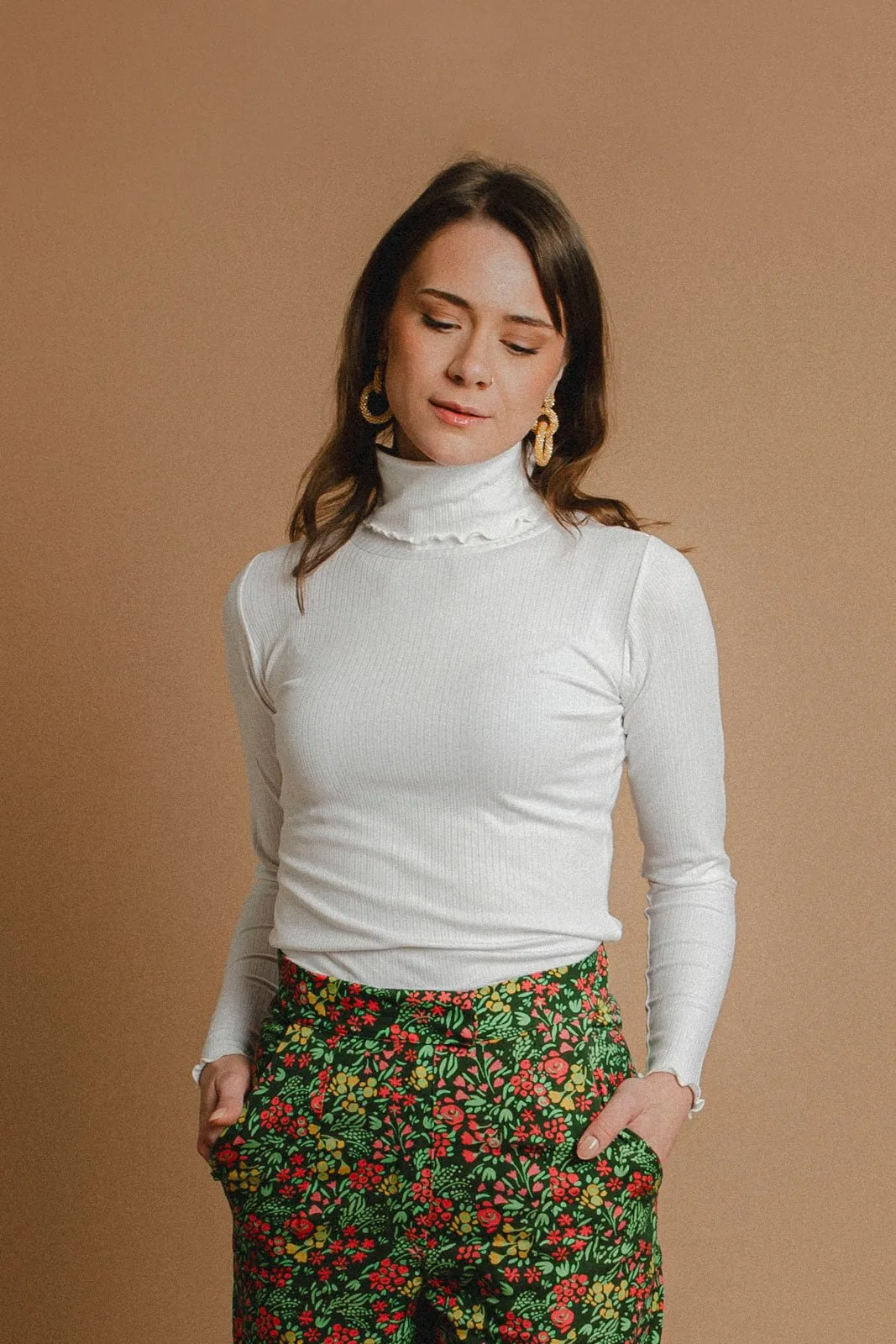 Culottes & Rib Rollneck Pack, Taupe