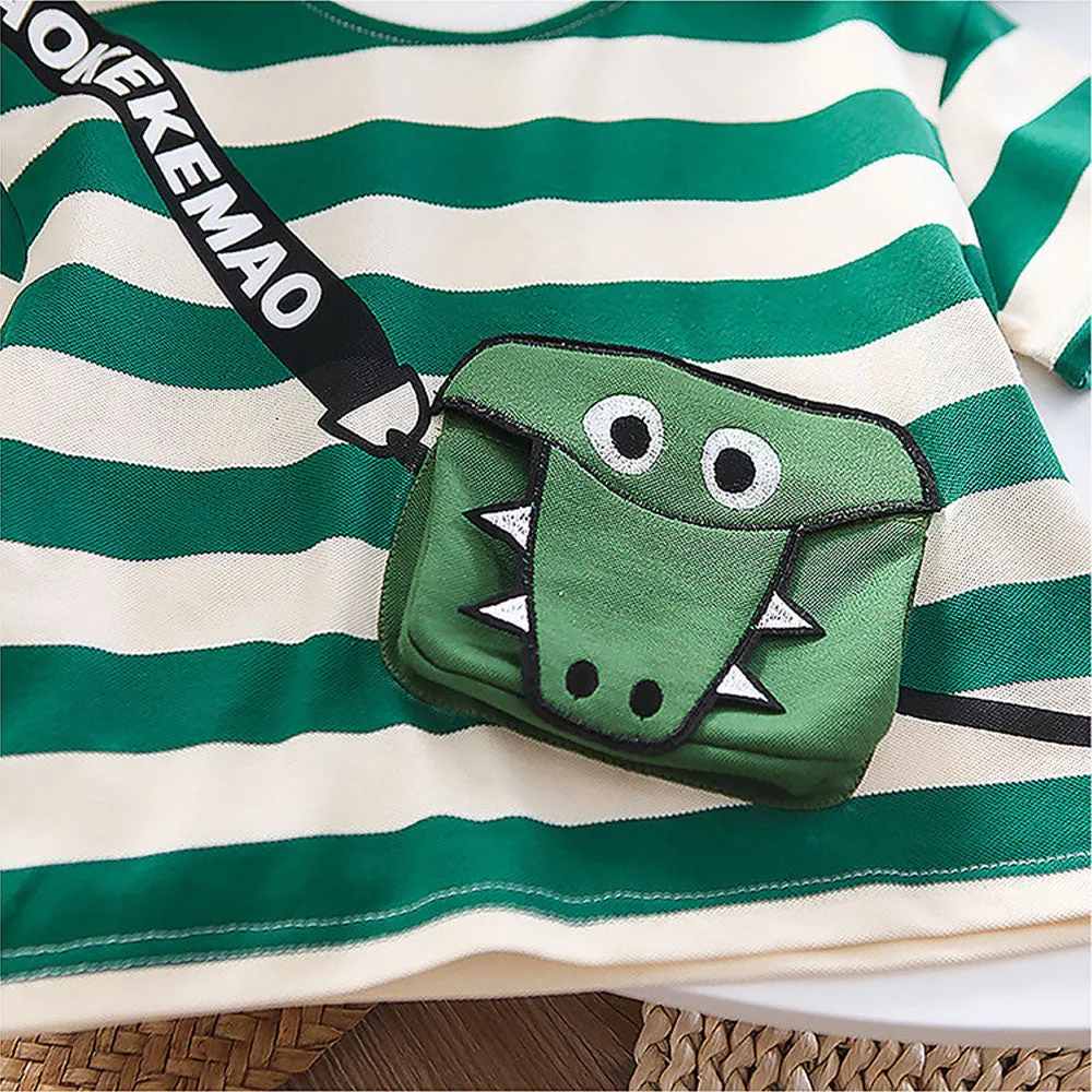 Dinosaur Cross Sling Print2 Pcs Shorts Set For Toddlers And Kids