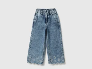 Embroidered Cullottes Fit Jeans