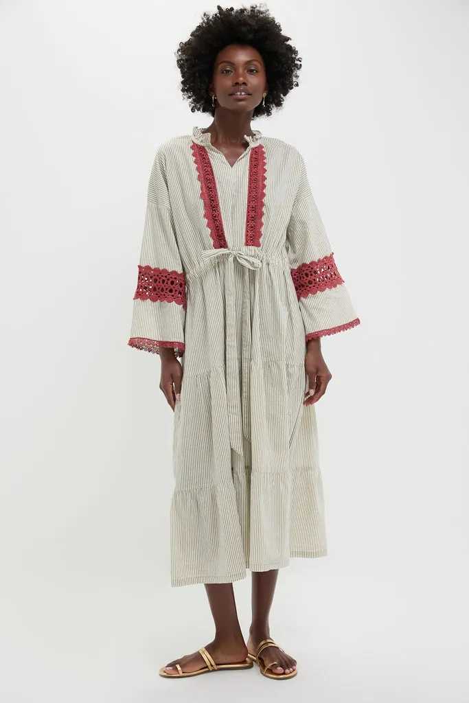 Embroidered Desert Striped Carmel Caftan