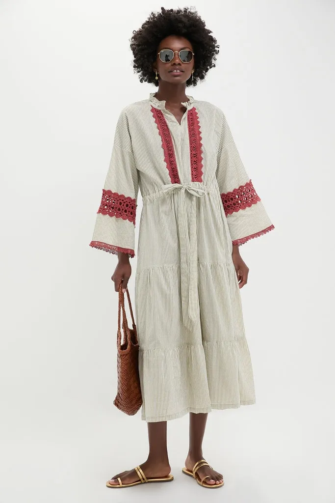 Embroidered Desert Striped Carmel Caftan