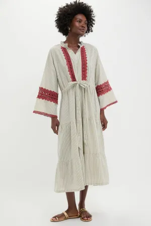 Embroidered Desert Striped Carmel Caftan