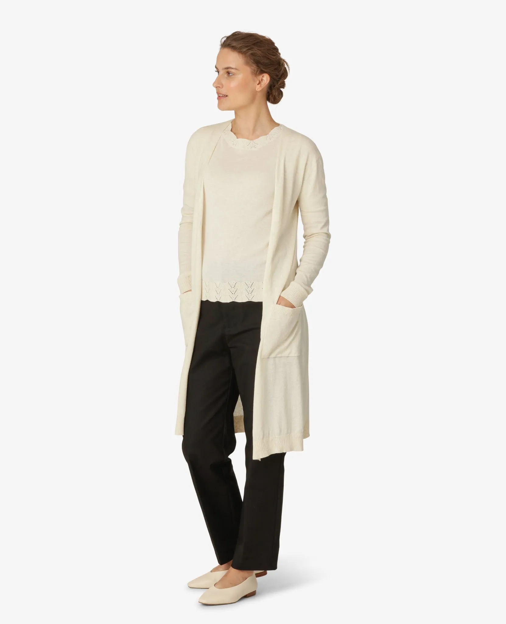 ESSENTIAL COTTON MELANGE CARDIGAN