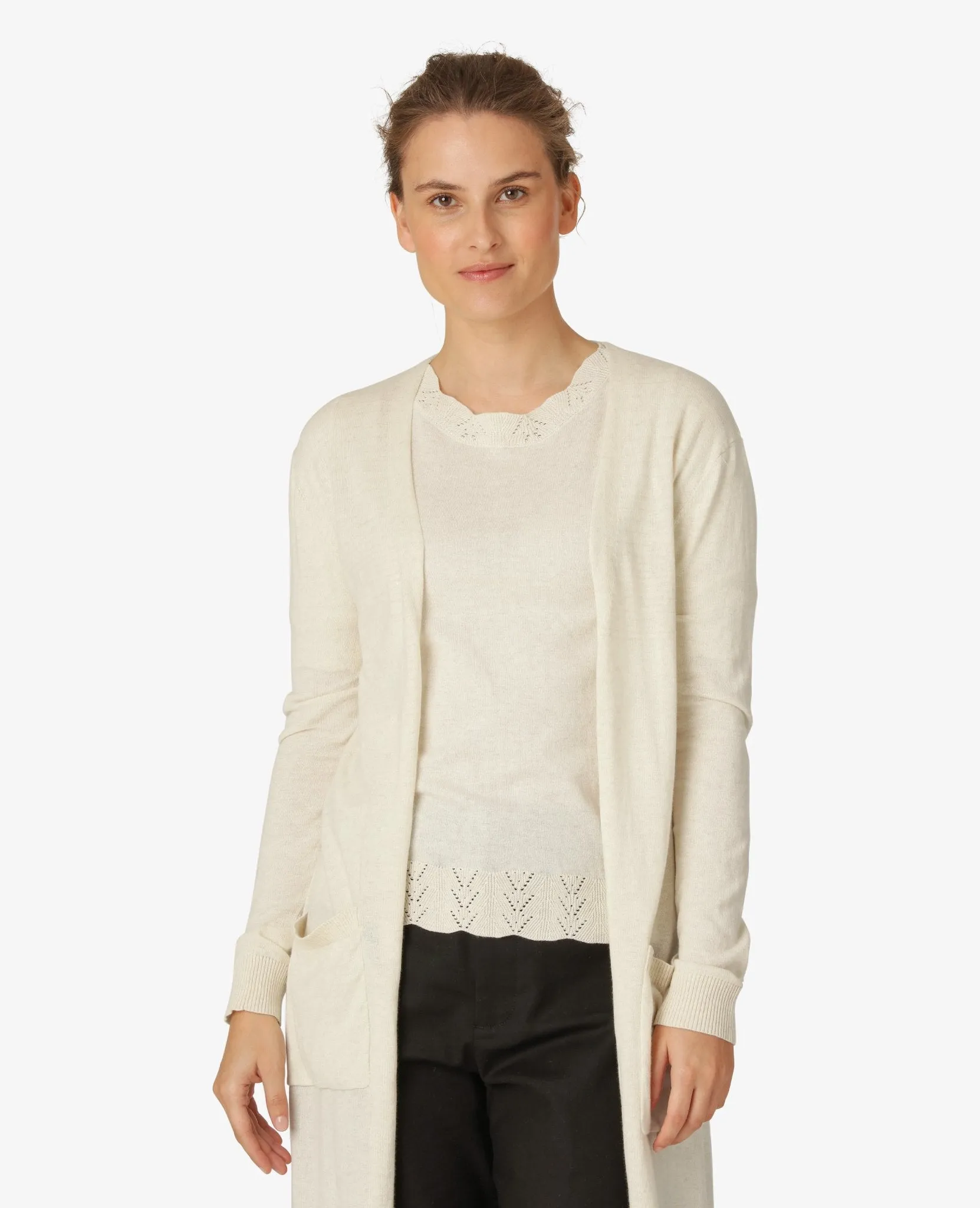 ESSENTIAL COTTON MELANGE CARDIGAN
