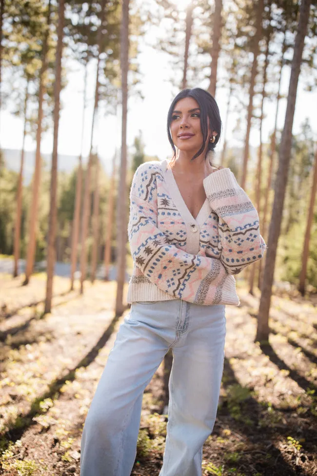Fair and Square Beige Multi Fair Isle Cardigan FINAL SALE