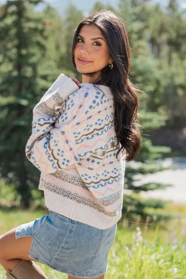 Fair and Square Beige Multi Fair Isle Cardigan FINAL SALE