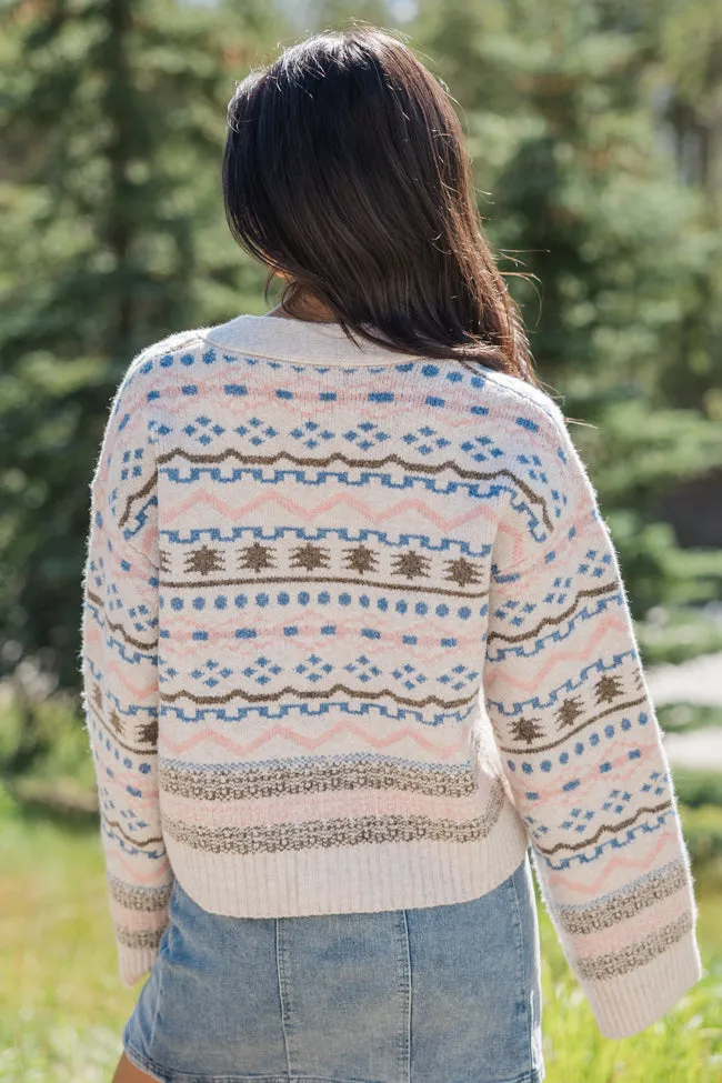 Fair and Square Beige Multi Fair Isle Cardigan FINAL SALE
