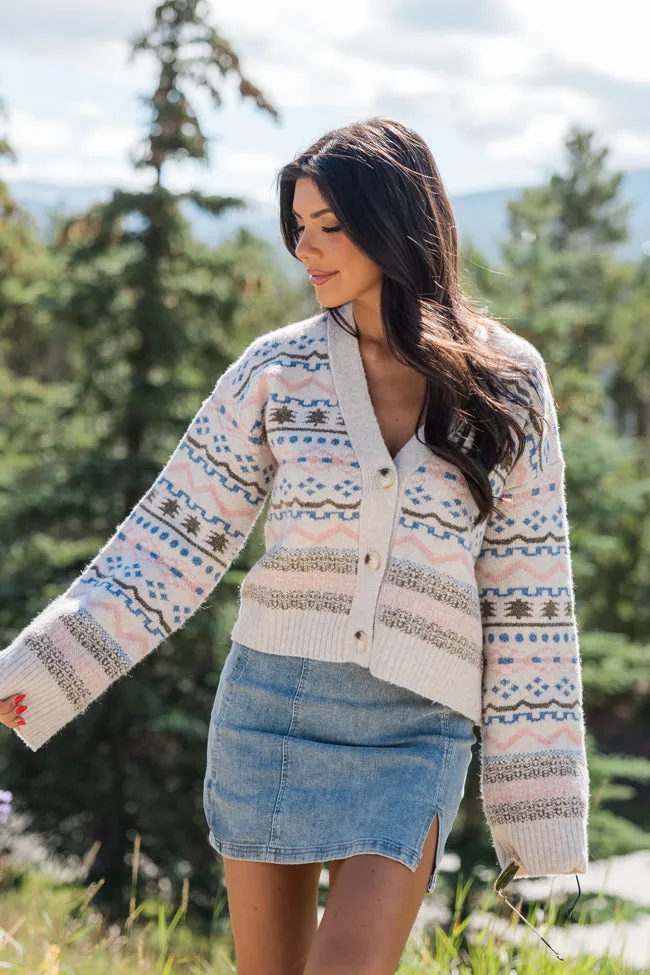 Fair and Square Beige Multi Fair Isle Cardigan FINAL SALE