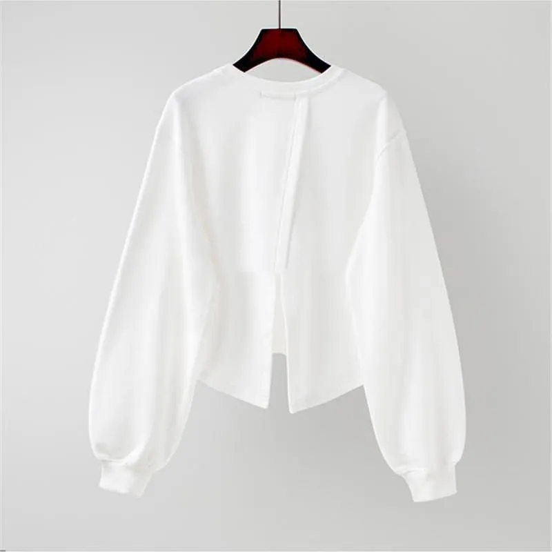 Fashion Oversized  Women Harajuku Crewneck Sweatshirt Lettered Embroidery Printing Loose Korean Pullovers