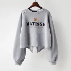 Fashion Oversized  Women Harajuku Crewneck Sweatshirt Lettered Embroidery Printing Loose Korean Pullovers