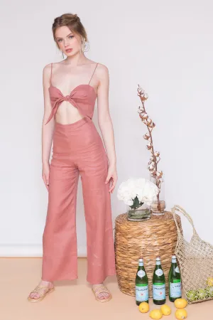FIJI PANTS SET Tie Front Crop Top   Culottes (Old Rose Crepe)