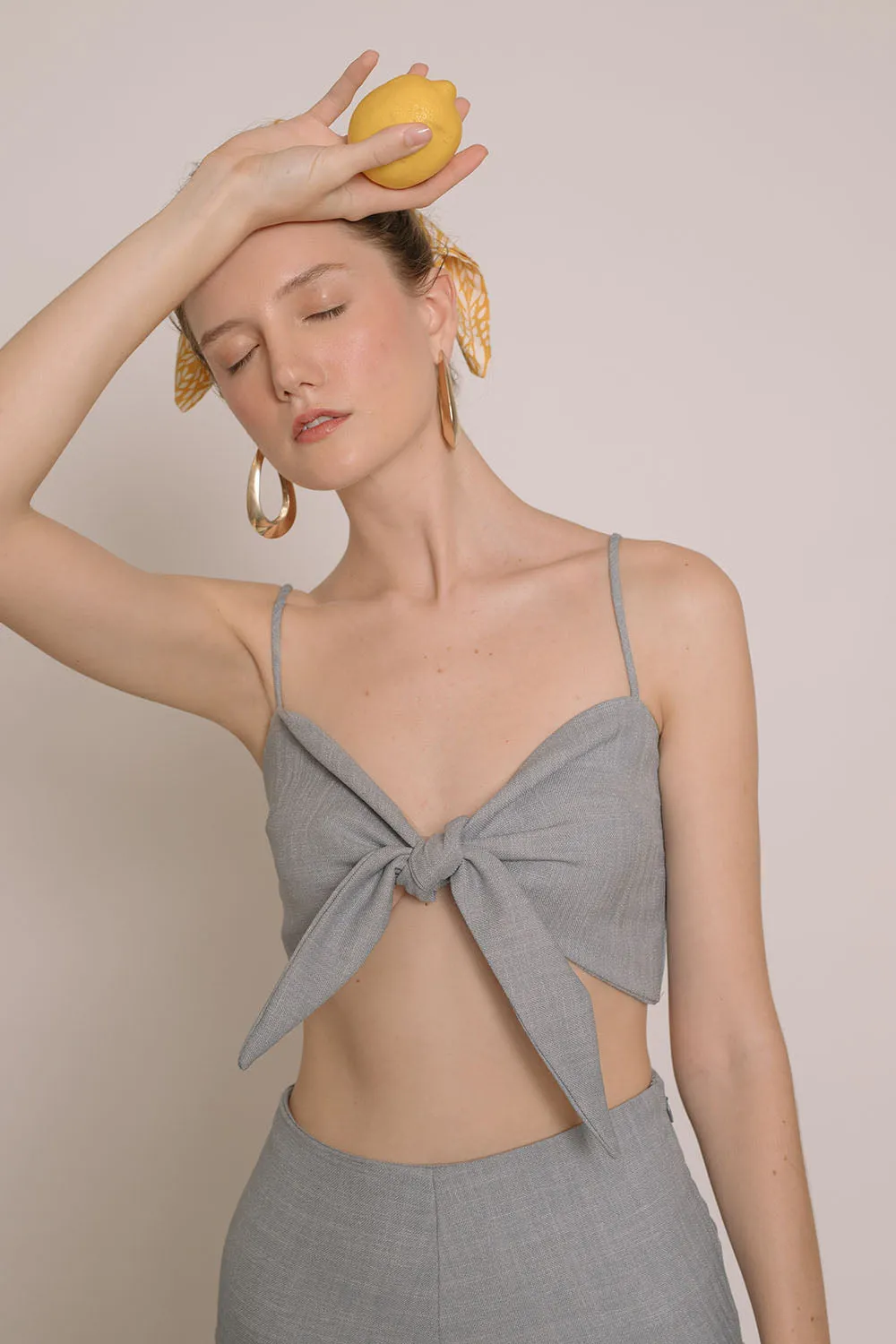FIJI SET Tie Front Crop Top and Culottes (Serenity Blue Crepe)