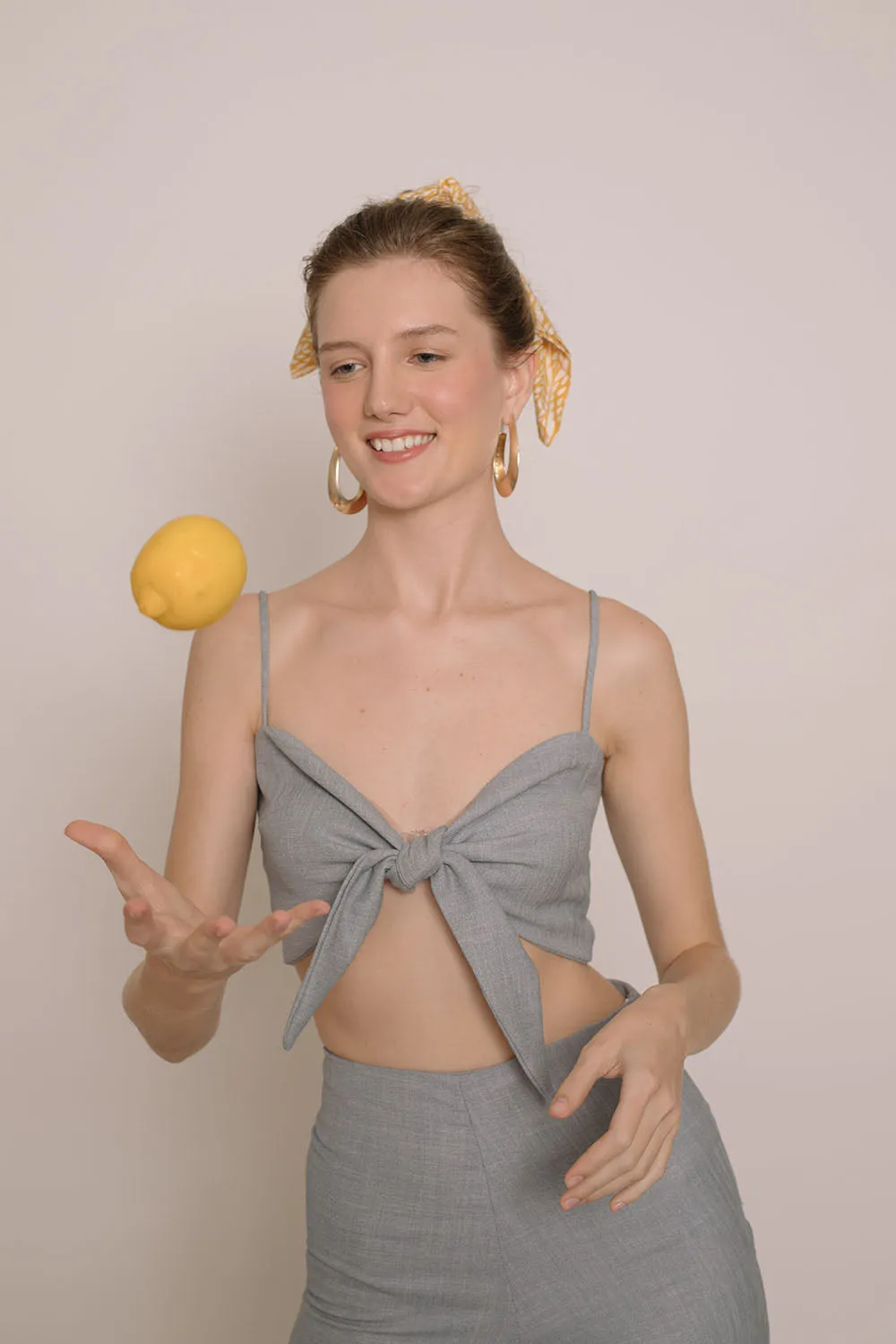 FIJI SET Tie Front Crop Top and Culottes (Serenity Blue Crepe)