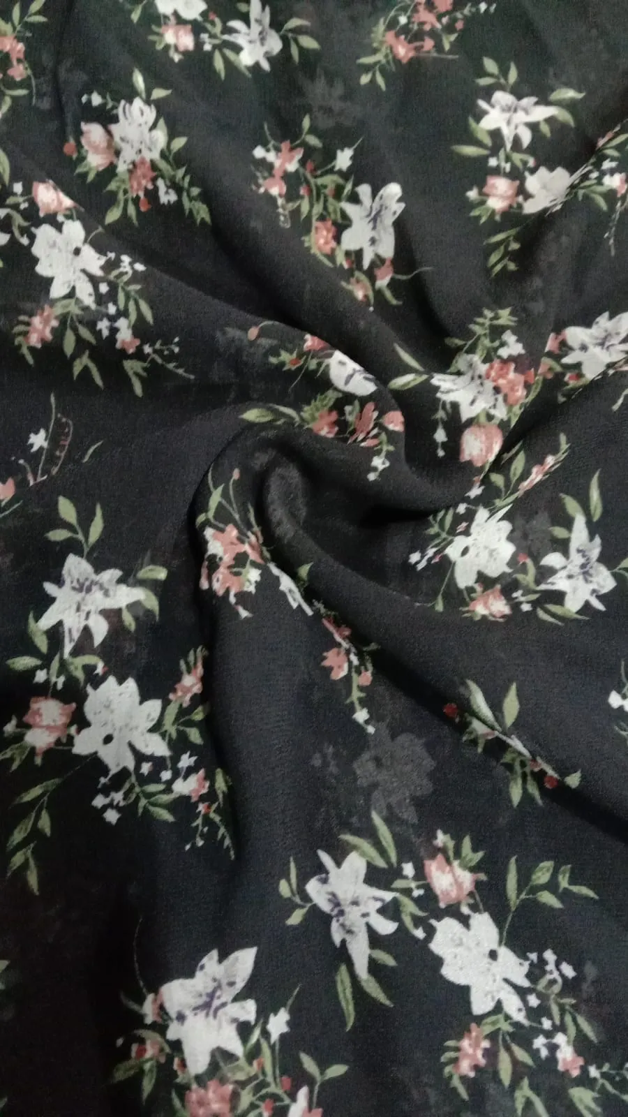 Floral Print Flounce Sleeve Shirred Chiffon Blouse( clearance sale