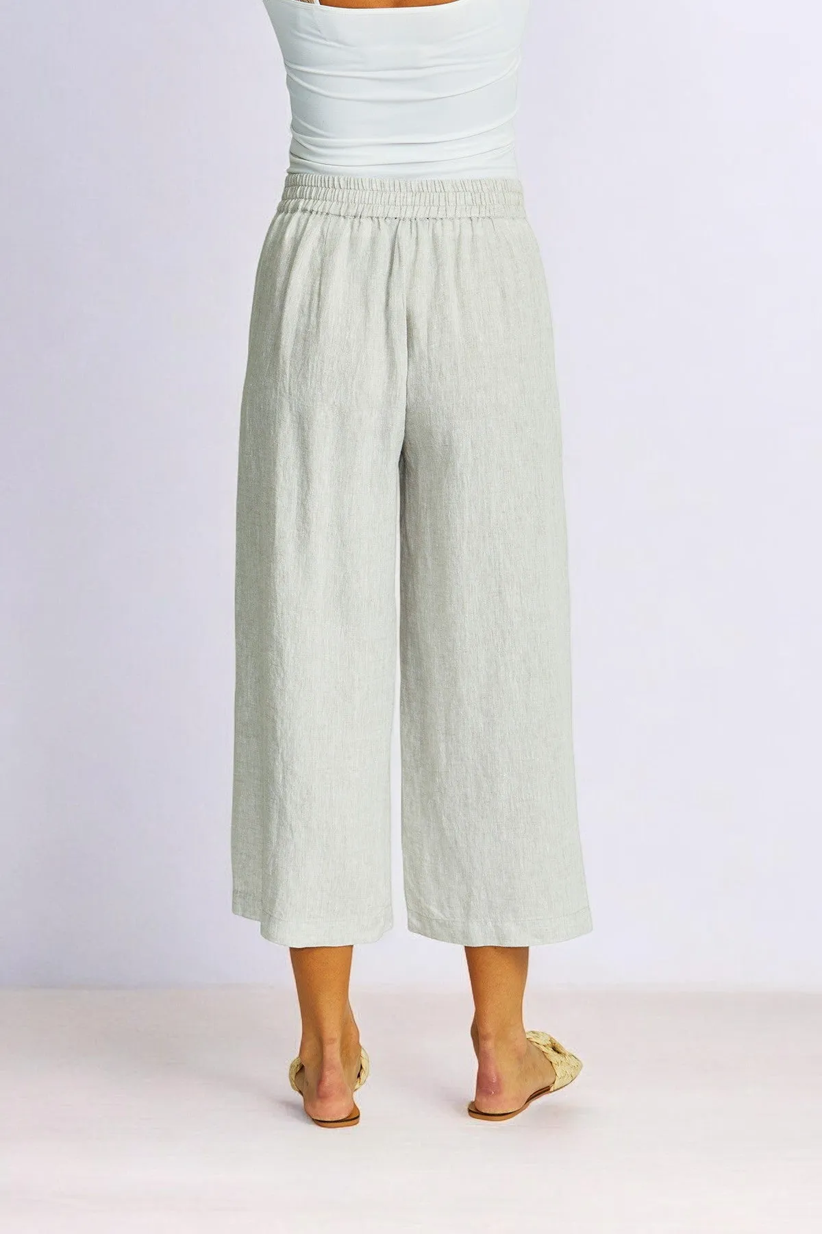 Gaby Linen Button Culotte - Flax