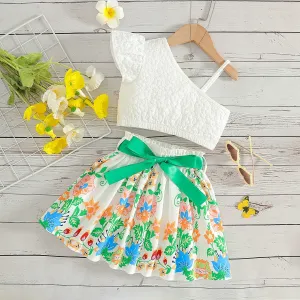 Girls shorts cute summer clothing thin cotton wide-leg pants baby small floral daisies culottes skirt children's clothing