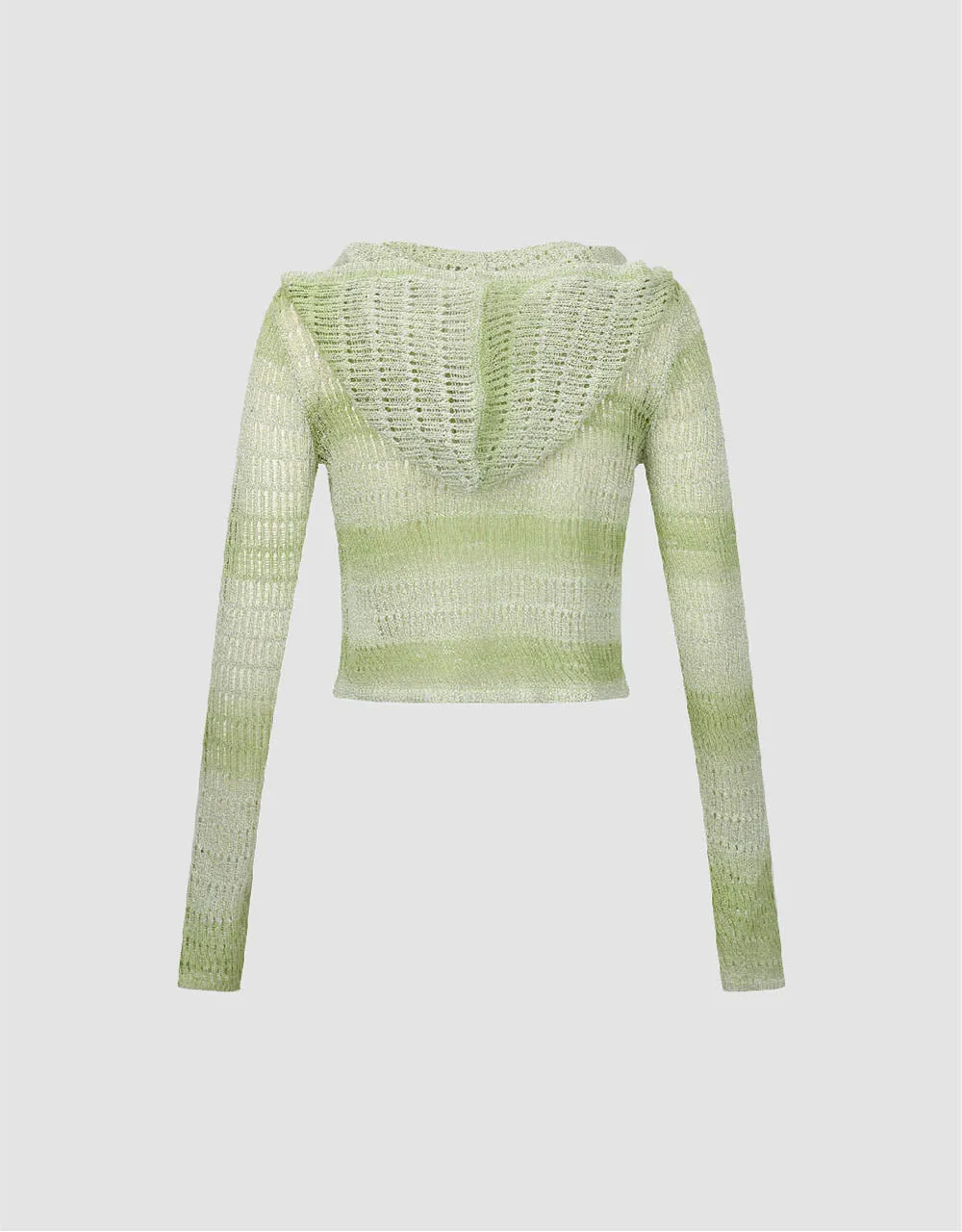 Gradient Hooded Knitted Cardigan