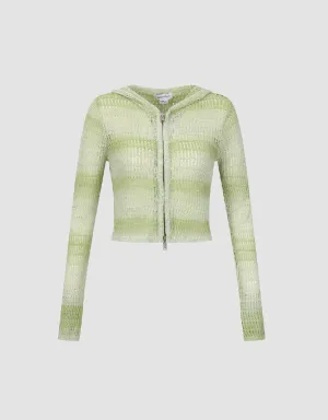 Gradient Hooded Knitted Cardigan