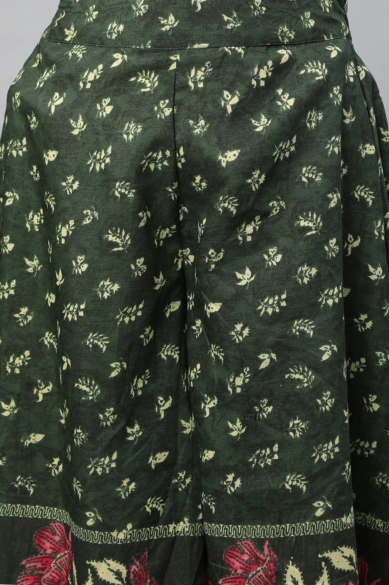 Green Printed Kurta, Culottes & Dupatta Set