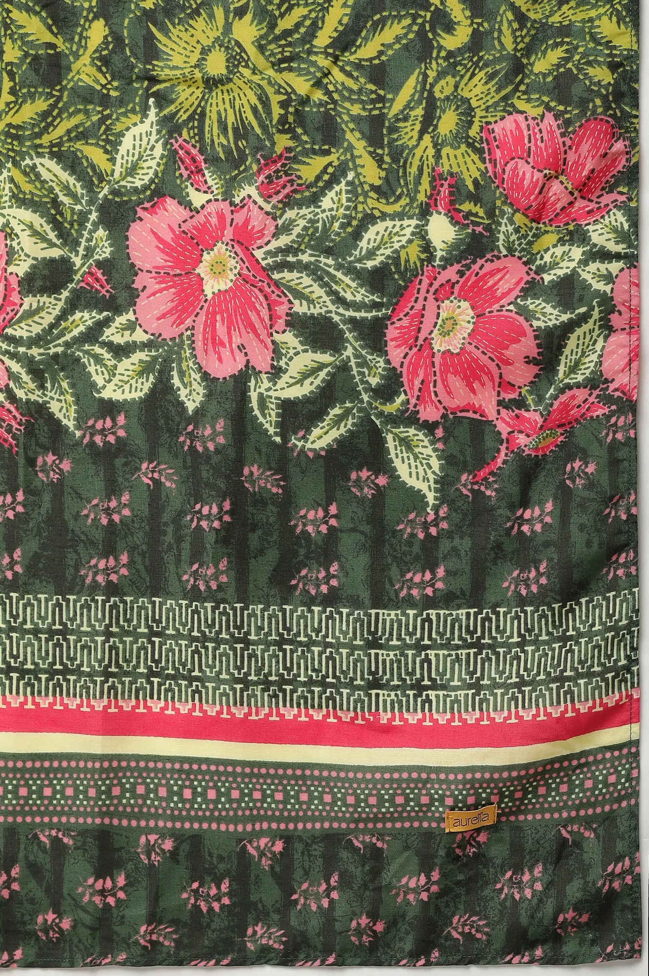 Green Printed Kurta, Culottes & Dupatta Set