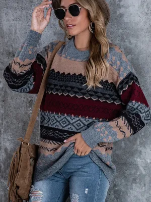 Gretel - Schicker Herbst Gestreifter Strick Vintage Pullover für Damen