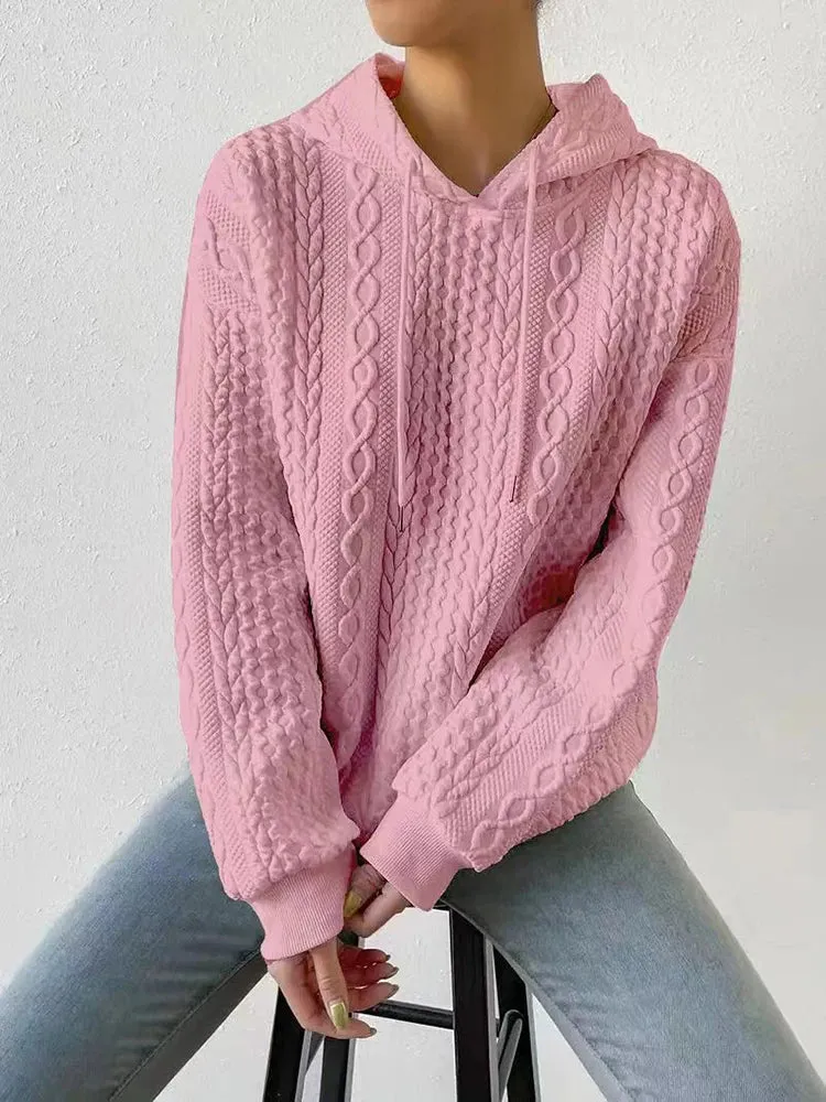 Hoodies Women Casual Long Sleeve Tops Loose Pink Sweatshirt Pullovers