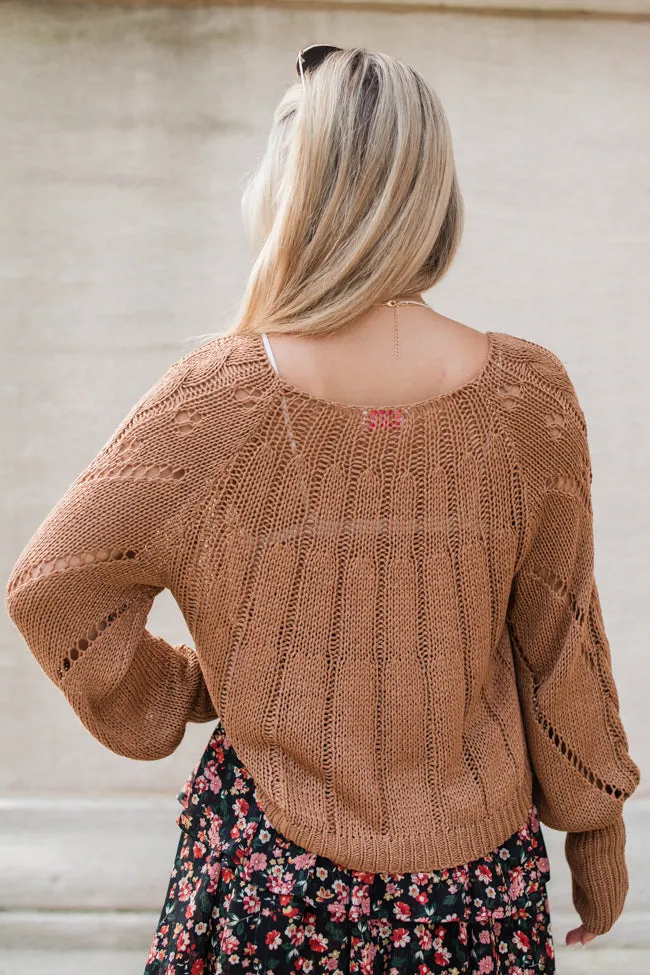 I'm Just Me Brown Cable Knit Lightweight Sweater FINAL SALE