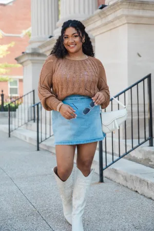 I'm Just Me Brown Cable Knit Lightweight Sweater FINAL SALE