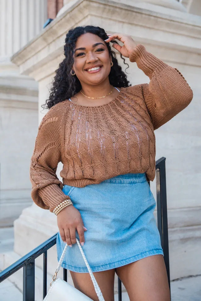 I'm Just Me Brown Cable Knit Lightweight Sweater FINAL SALE