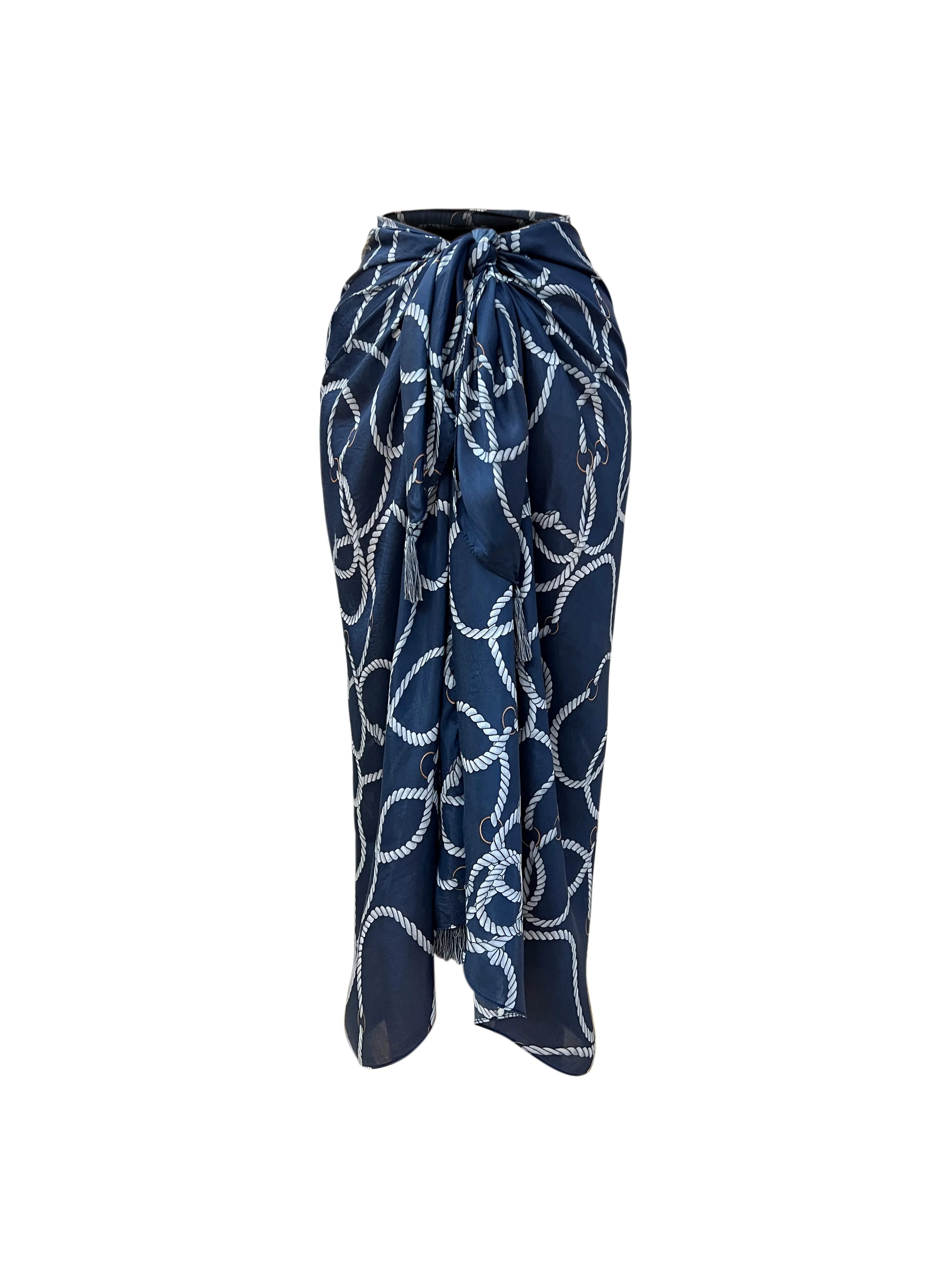 In The Navy Pareo w Tassels 105x150cm - Resort Collection