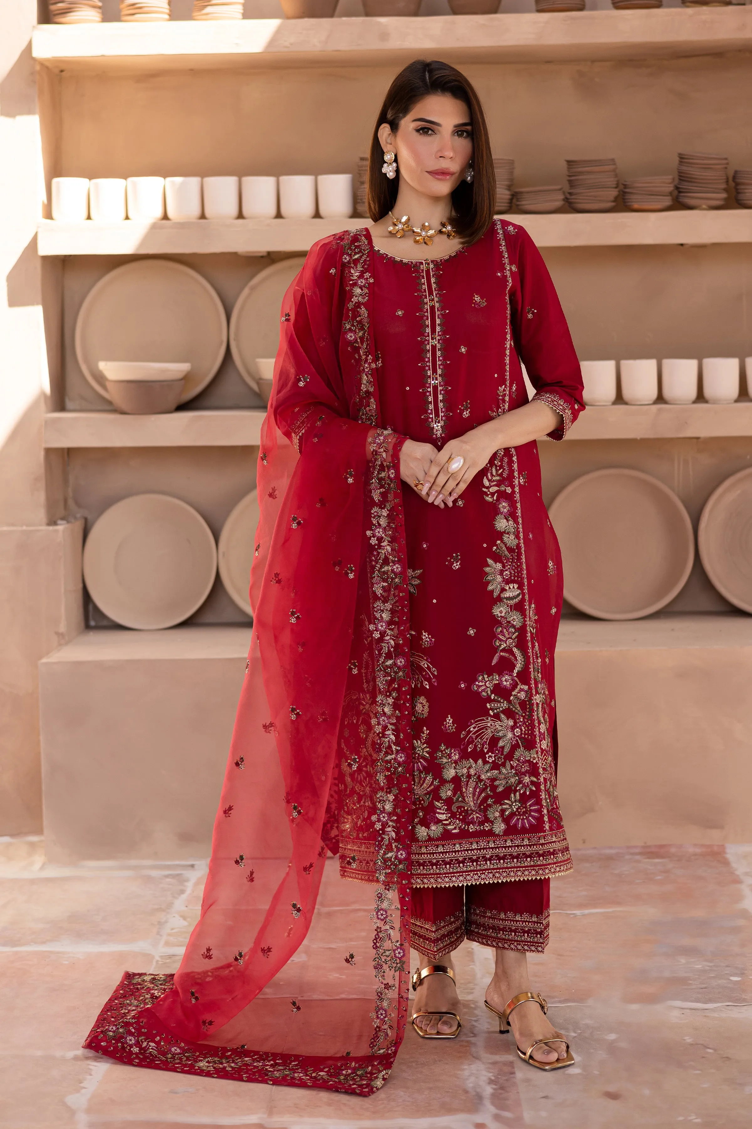 Irtaza 3Pc - Embroidered Luxe Pret