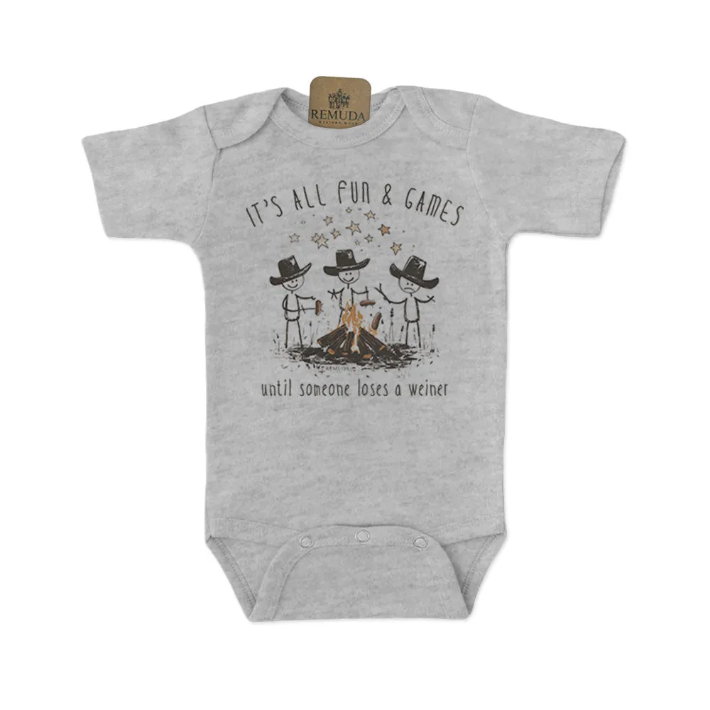 It's All Fun & Games Until Someone Loses A Weiner - Infant Camping One Piece Romper