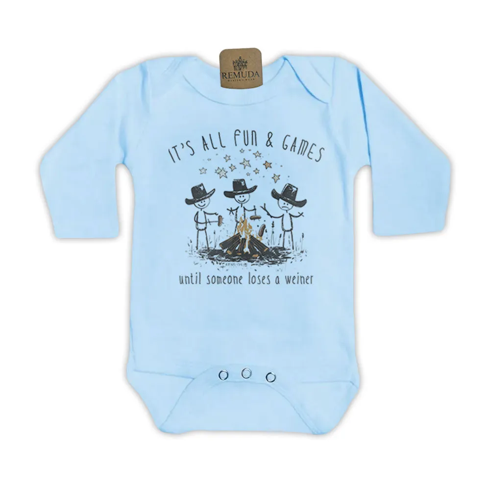 It's All Fun & Games Until Someone Loses A Weiner - Infant Camping One Piece Romper