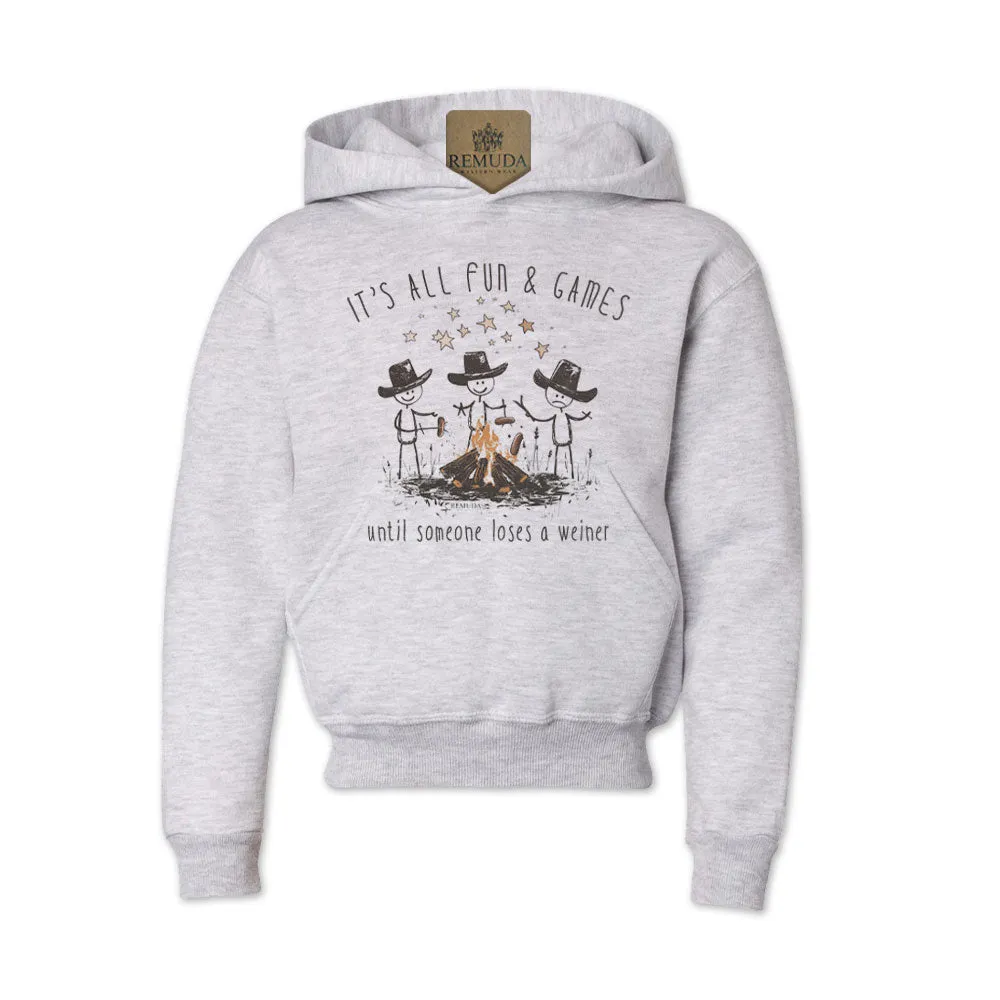 It's All Fun & Games Until Someone Loses A Weiner - Youth Camping Pullover Hoodie