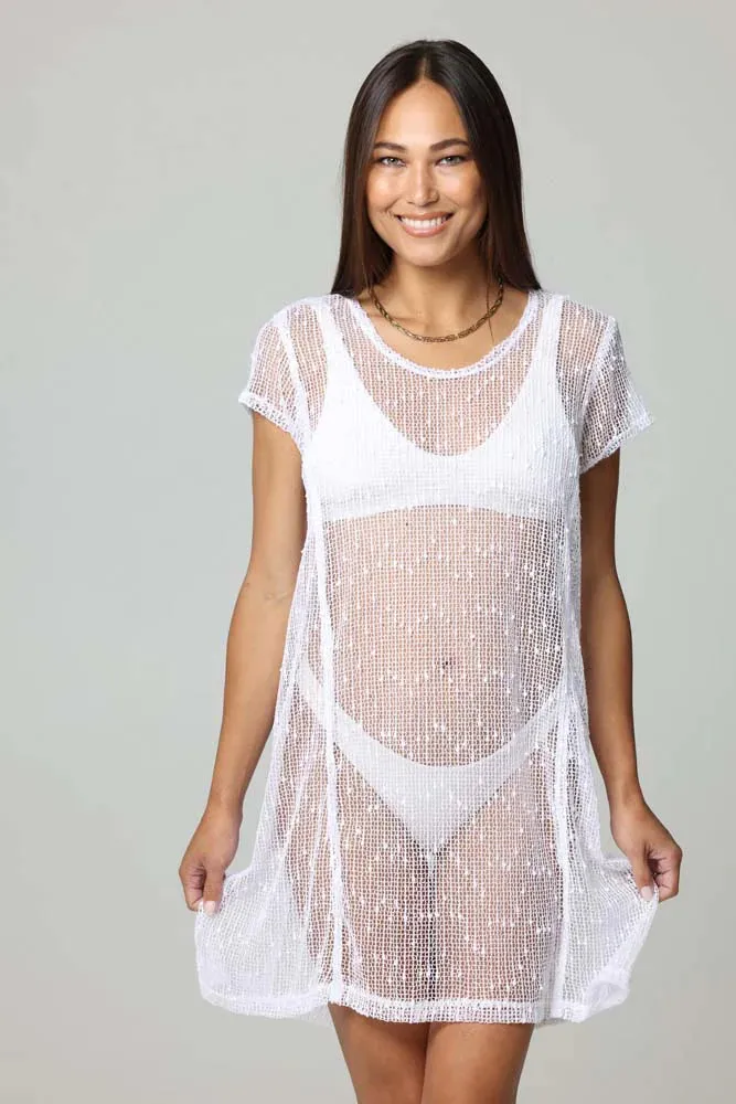 J Valdi Fiji Scoop Neck Dress Coverup - White