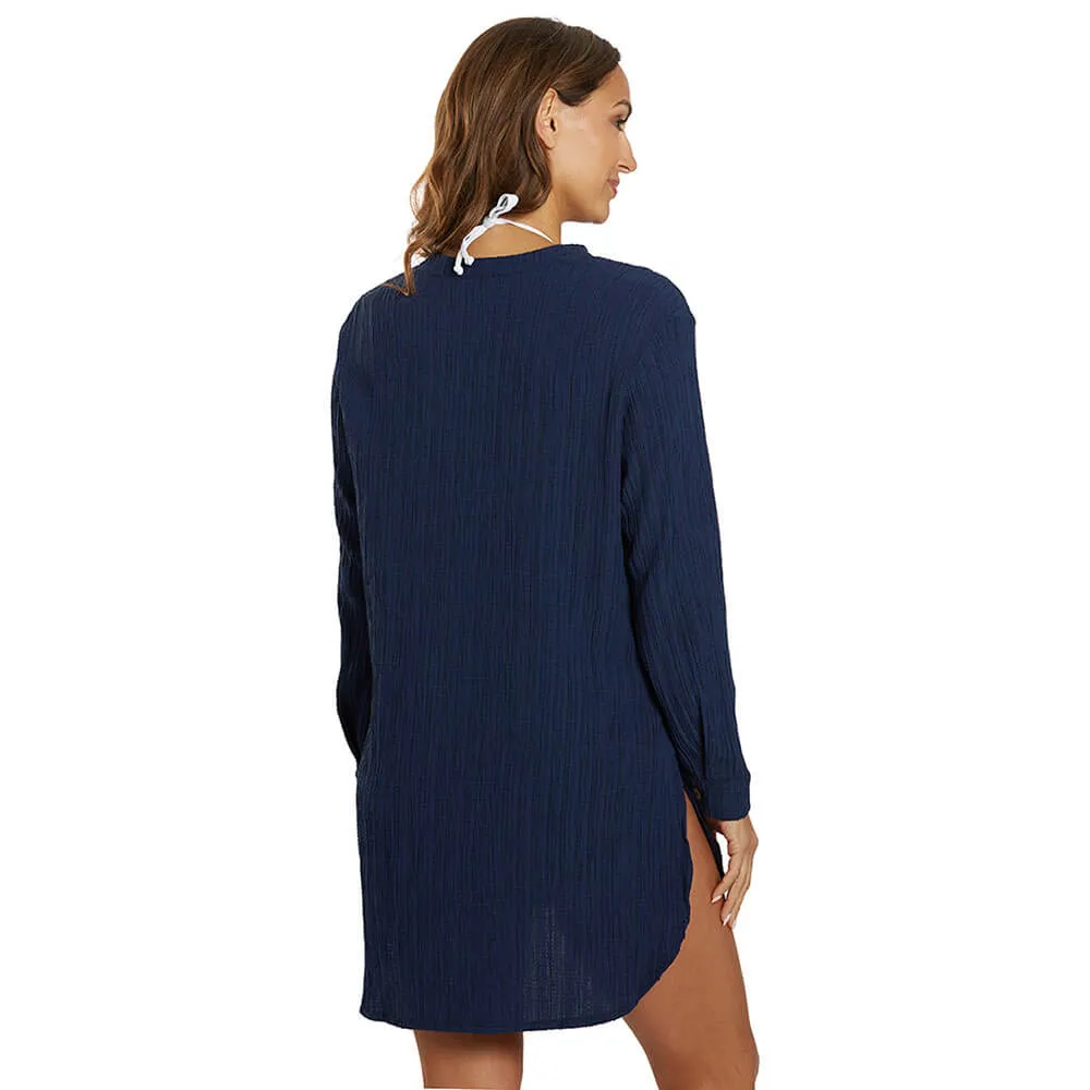 J Valdi Oaxaca Big Shirt Tunic Coverup - Navy