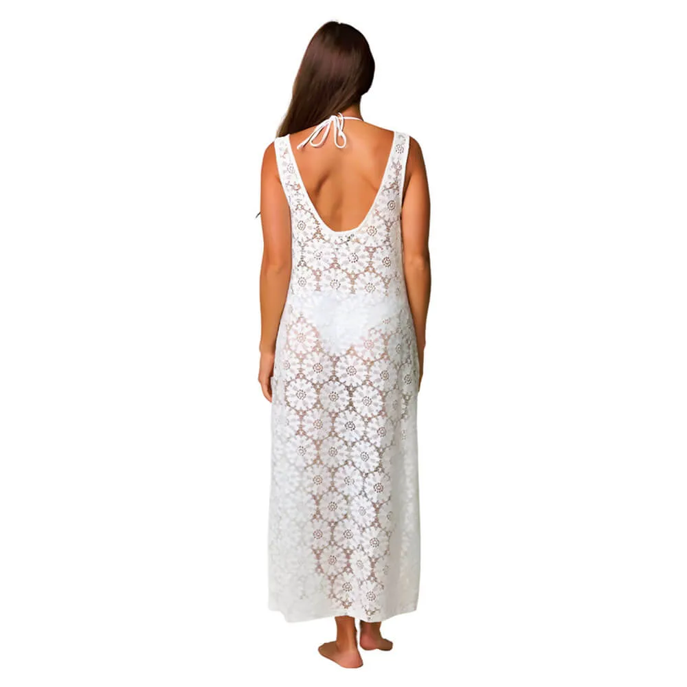 J Valdi Santa Barbara Slit Maxi Dress Coverup - White