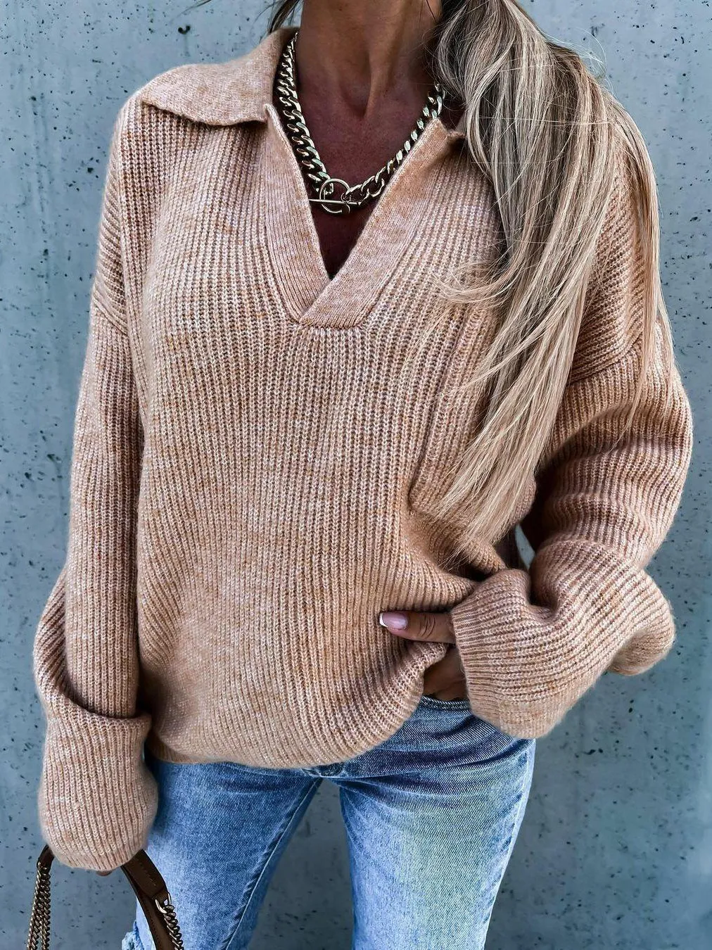 Jemma - Trendiger Herbst-Oversized-Pullover mit Taschen für Damen