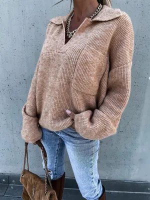 Jemma - Trendiger Herbst-Oversized-Pullover mit Taschen für Damen