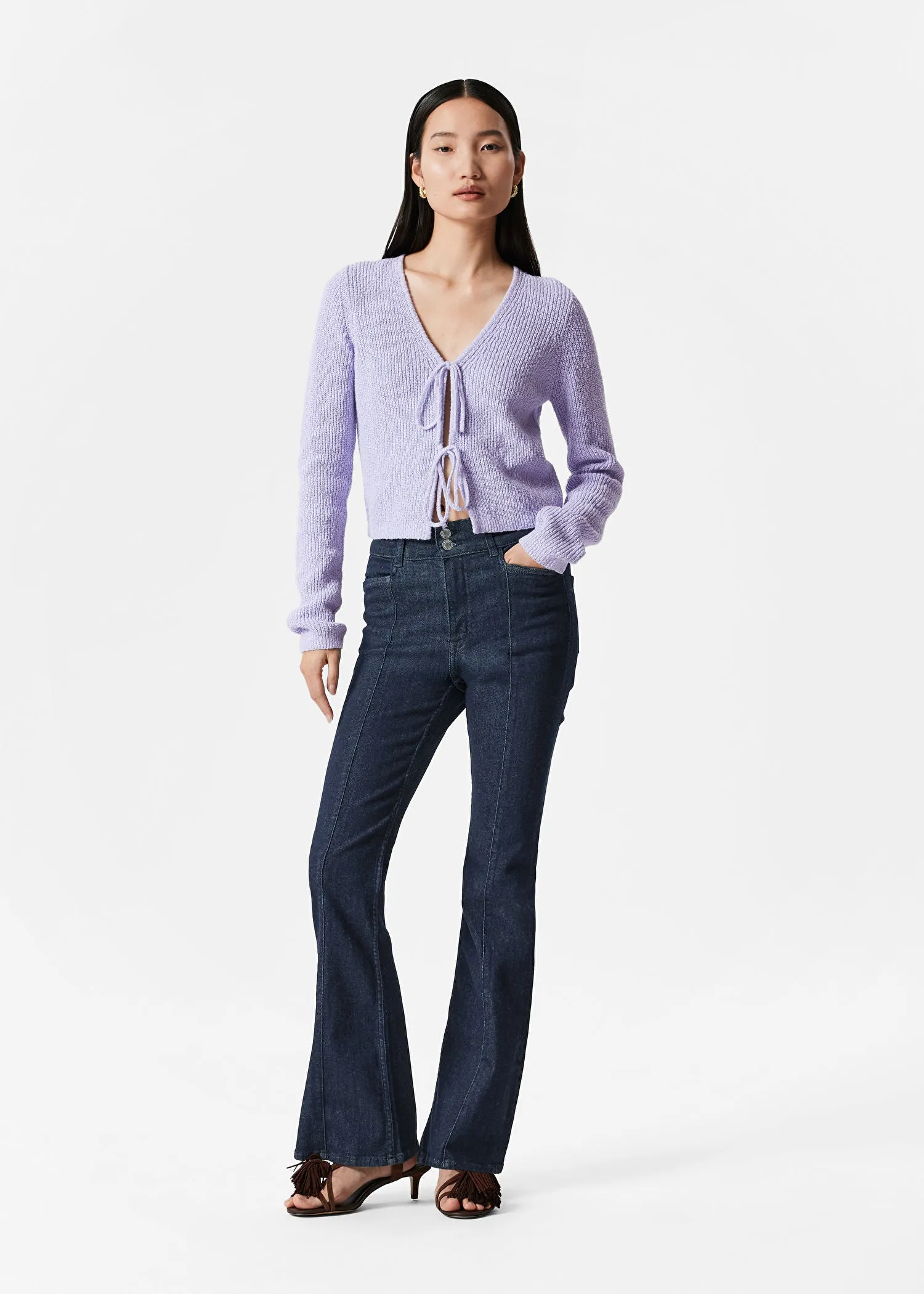 Knitted Tie-Detail Cardigan
