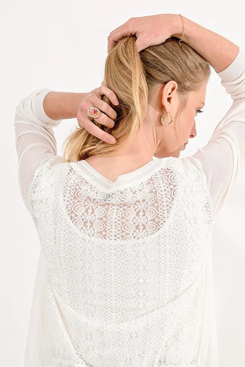 LACE BACK CARDIGAN