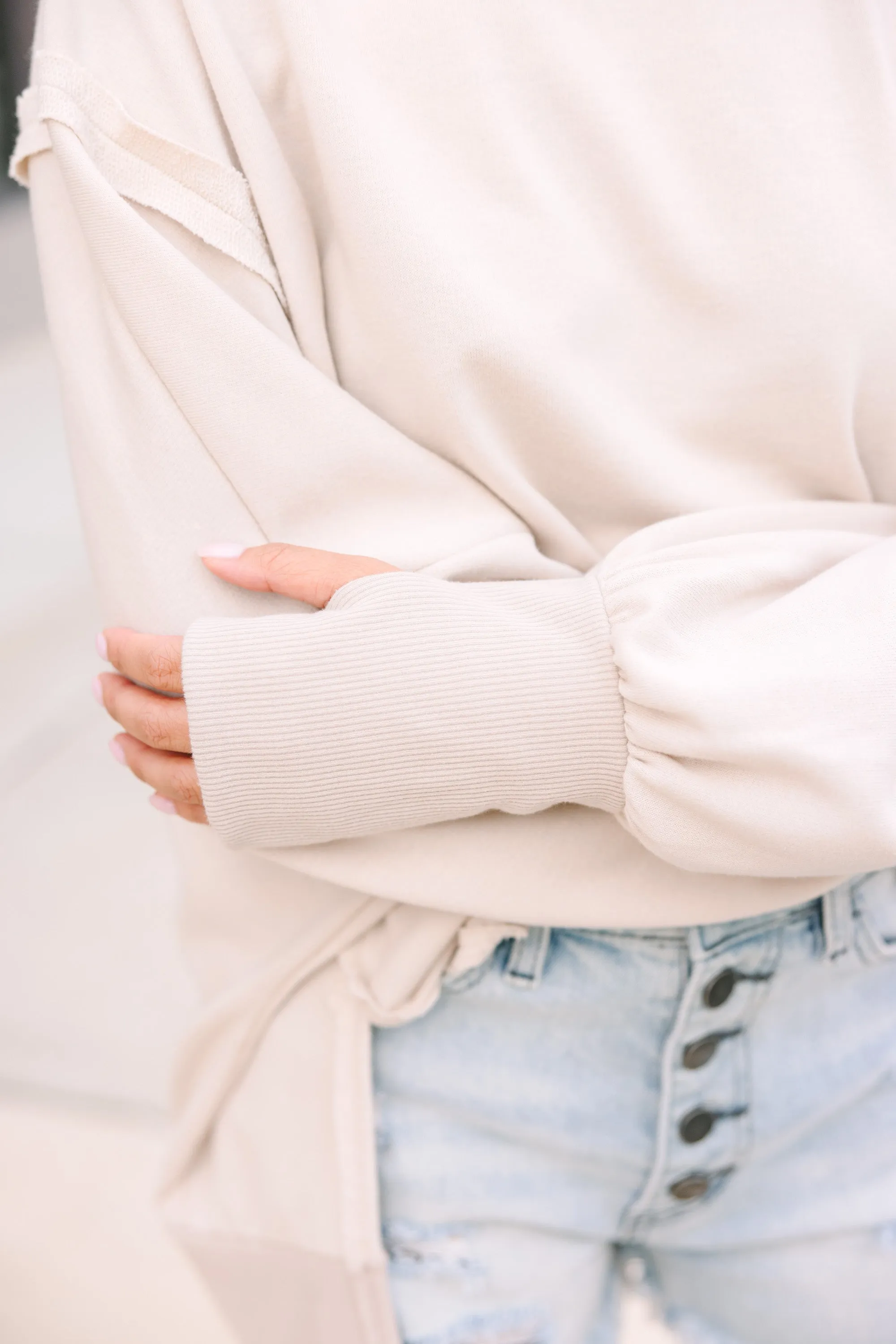 Let's Get Cozy Light Taupe Pullover
