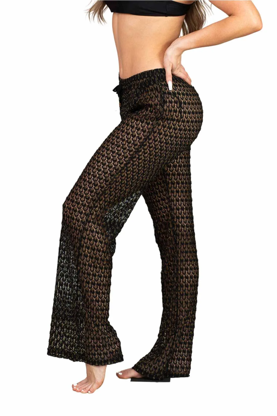 Lidia Black Cable Knit Coverup Pants